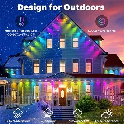 Đèn RGB dưới mái hiên của nhà
